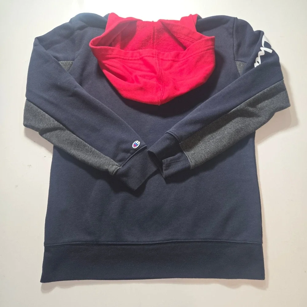 Champion Boys Colorblock Hoodie Navy Blue Red Grey Logo Sweatshirt Size L 14/16